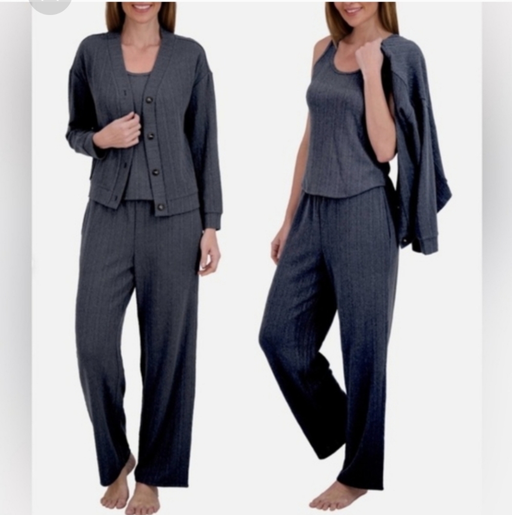 Live 2 Lounge Blue 3-Piece Textured Lounge Set NWT Cable Knit